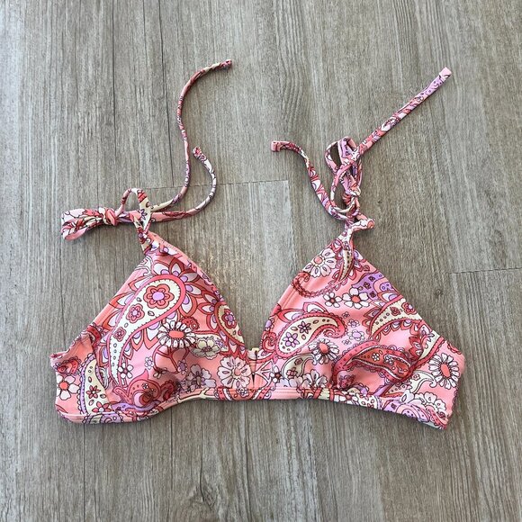 Womens Wild Fable Pink Print Bikini Top - L - Picture 1 of 5